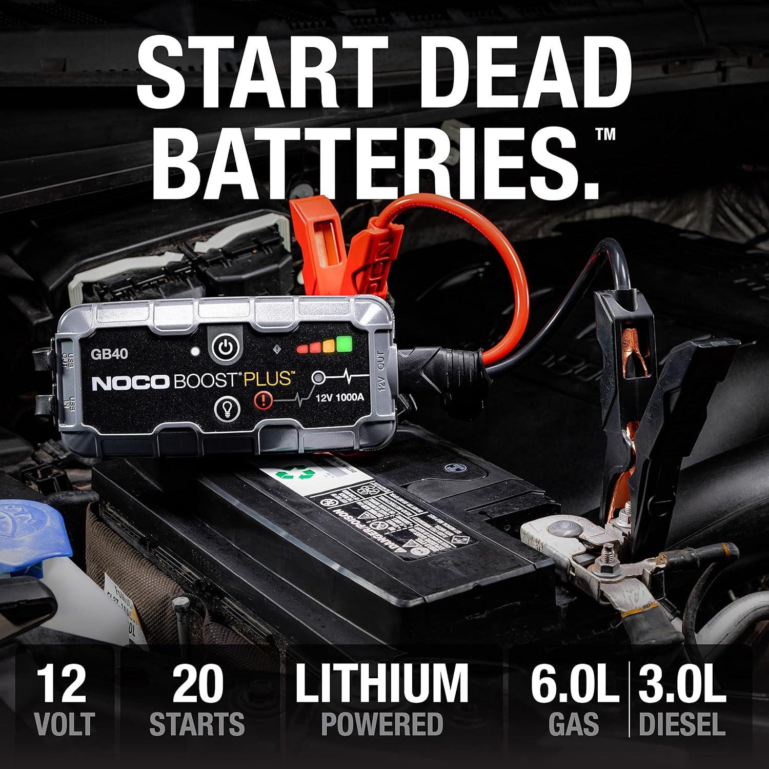 imageNOCO Boost GB40 1000A UltraSafe Jump Starter 12V Lithium Battery Booster Pack Portable Jump Box Power Bank ampamp Jumper Cables for 60L Gas and 30L Diesel Engines
