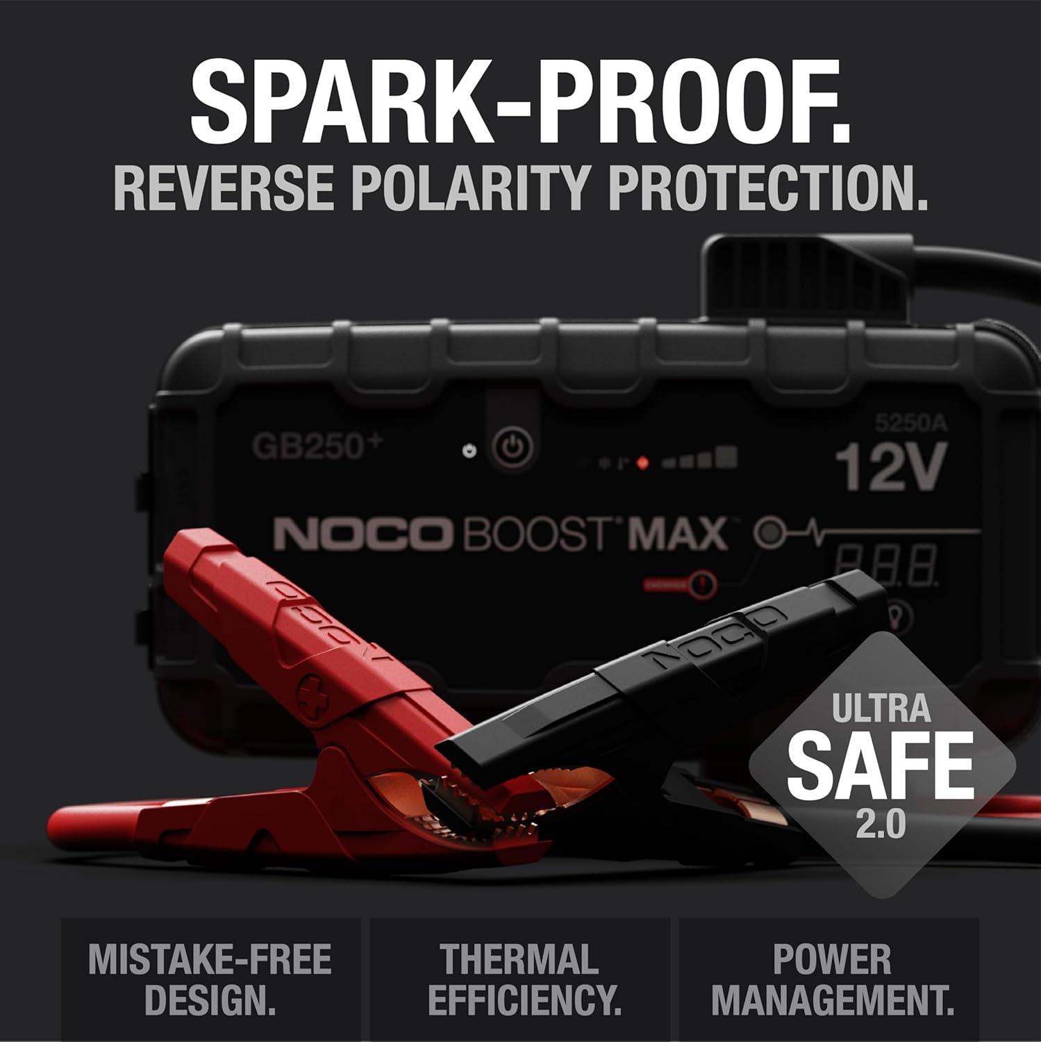 imageNOCO Boost Max GB250 5250A UltraSafe Jump Starter 12V Lithium Battery Booster Pack Portable Jump Box Power Bank ampamp Jumper Cables for 16L Gas and Diesel Engines