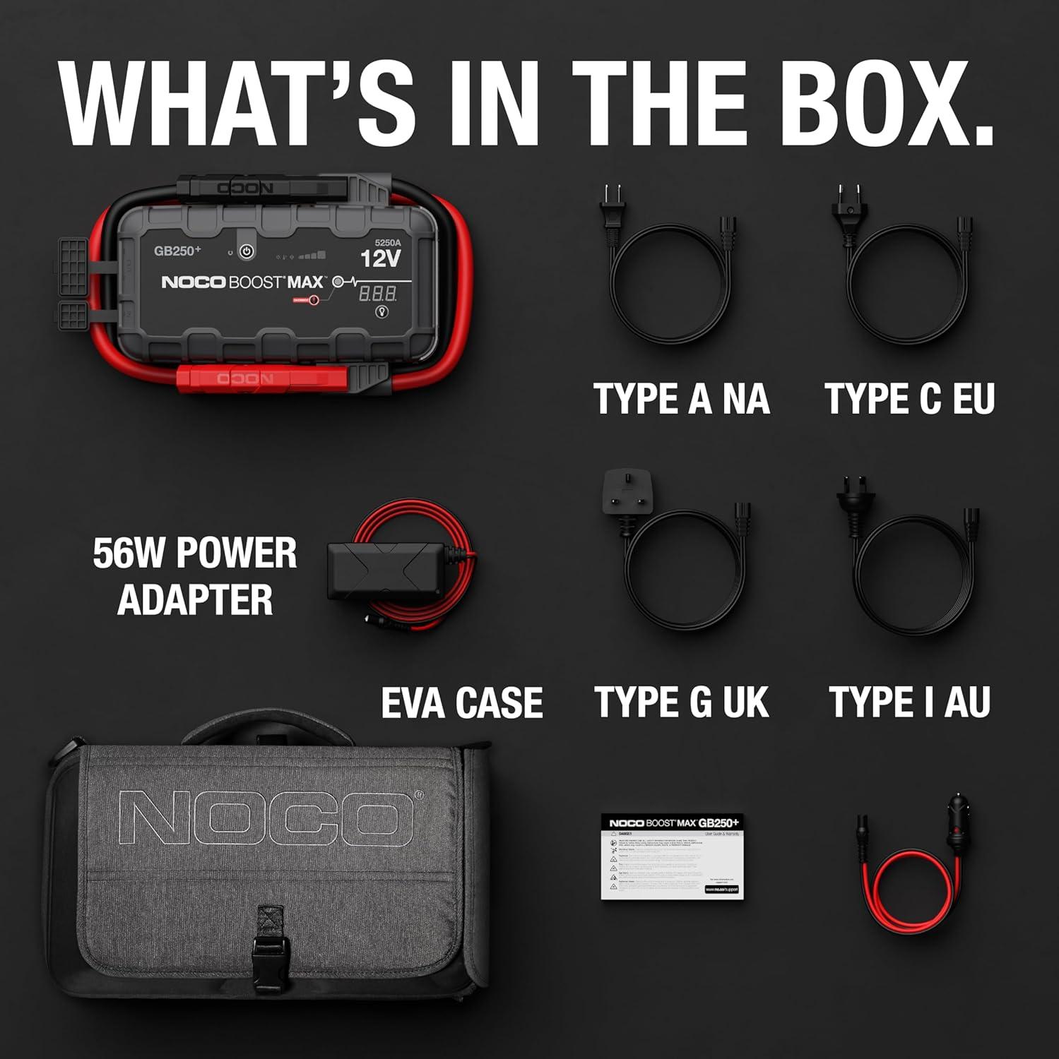 imageNOCO Boost Max GB250 5250A UltraSafe Jump Starter 12V Lithium Battery Booster Pack Portable Jump Box Power Bank ampamp Jumper Cables for 16L Gas and Diesel Engines