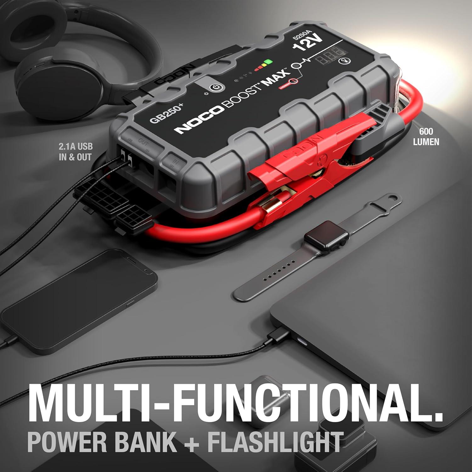 imageNOCO Boost Max GB250 5250A UltraSafe Jump Starter 12V Lithium Battery Booster Pack Portable Jump Box Power Bank ampamp Jumper Cables for 16L Gas and Diesel Engines