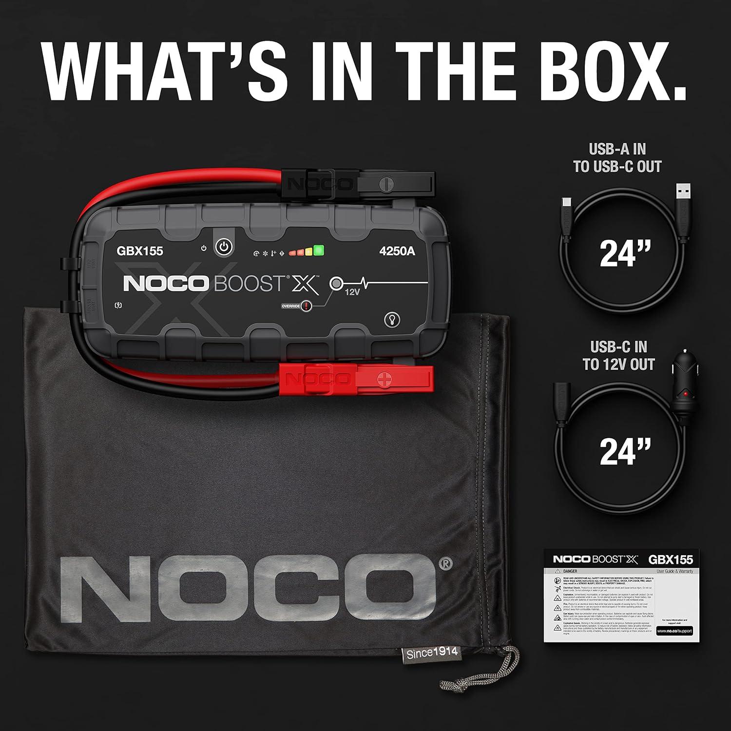 imageNOCO Boost X GBX155 4250A UltraSafe Jump Starter 12V Lithium Battery Booster Pack Portable Jump Box Power Bank ampamp Jumper Cables for 100L Gas and 80L Diesel Engines