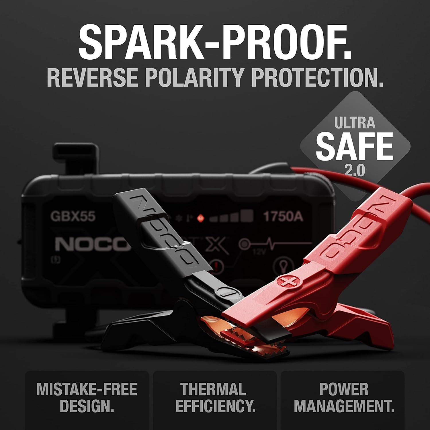 imageNOCO Boost X GBX55 1750A UltraSafe Jump Starter 12V Lithium Battery Booster Pack Portable Jump Box Power Bank ampamp Jumper Cables for 75L Gas and 50L Diesel Engines