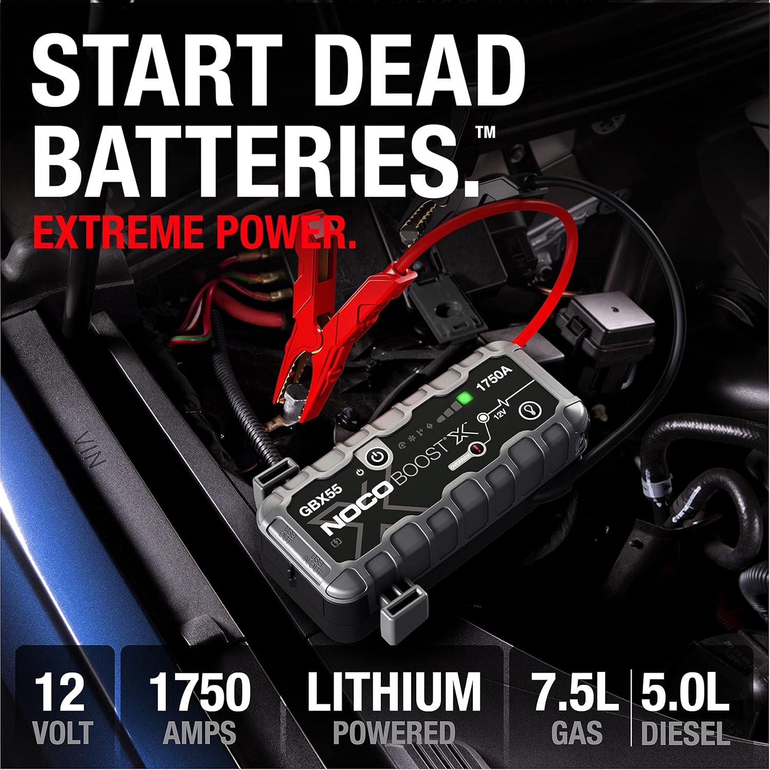 imageNOCO Boost X GBX55 1750A UltraSafe Jump Starter 12V Lithium Battery Booster Pack Portable Jump Box Power Bank ampamp Jumper Cables for 75L Gas and 50L Diesel Engines