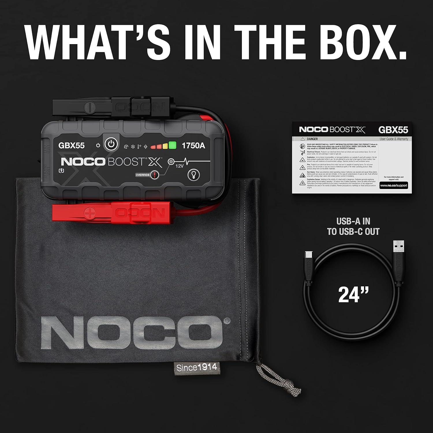 imageNOCO Boost X GBX55 1750A UltraSafe Jump Starter 12V Lithium Battery Booster Pack Portable Jump Box Power Bank ampamp Jumper Cables for 75L Gas and 50L Diesel Engines