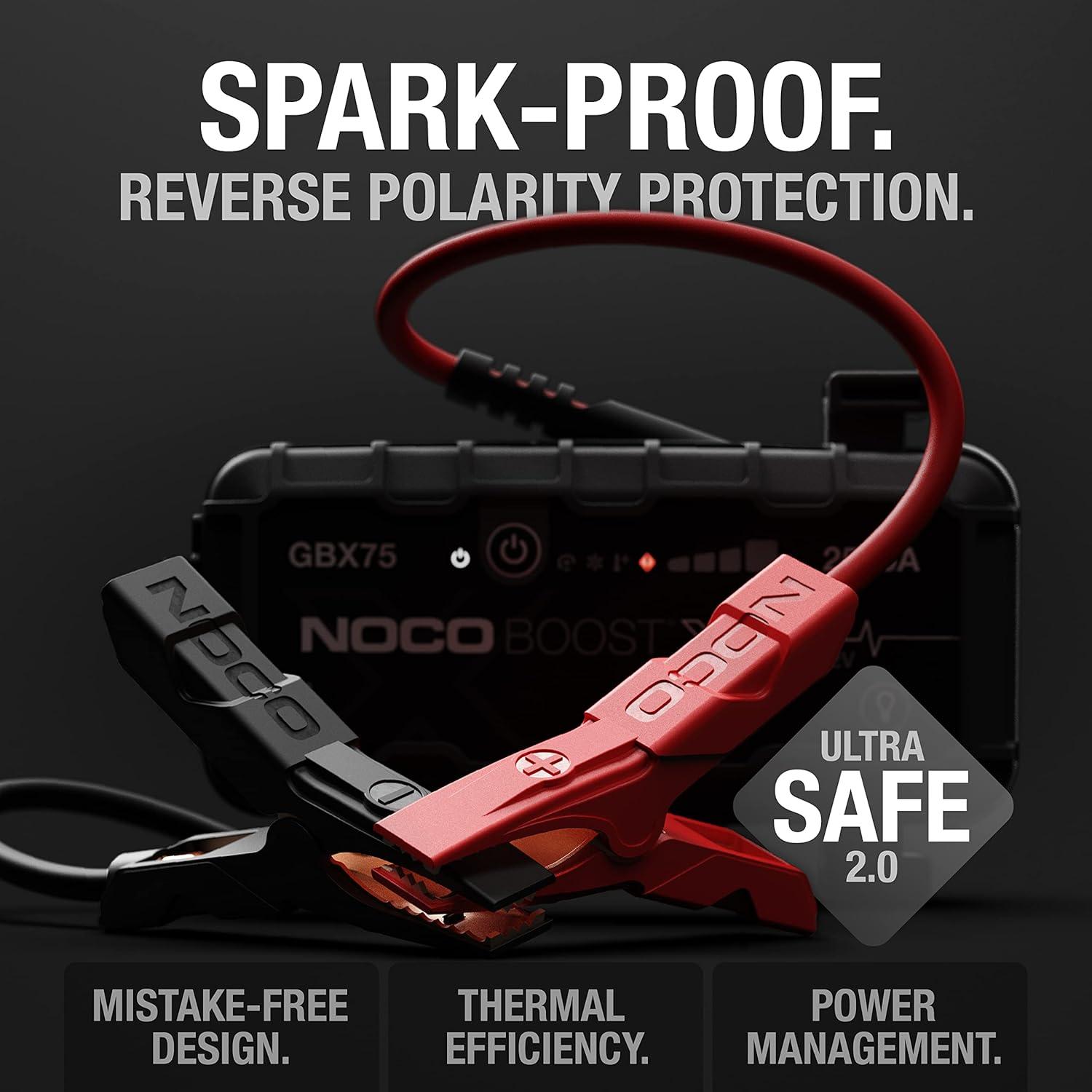imageNOCO Boost X GBX75 2500A UltraSafe Jump Starter 12V Lithium Battery Booster Pack Portable Jump Box Power Bank ampamp Jumper Cables for 85L Gas and 65L Diesel Engines