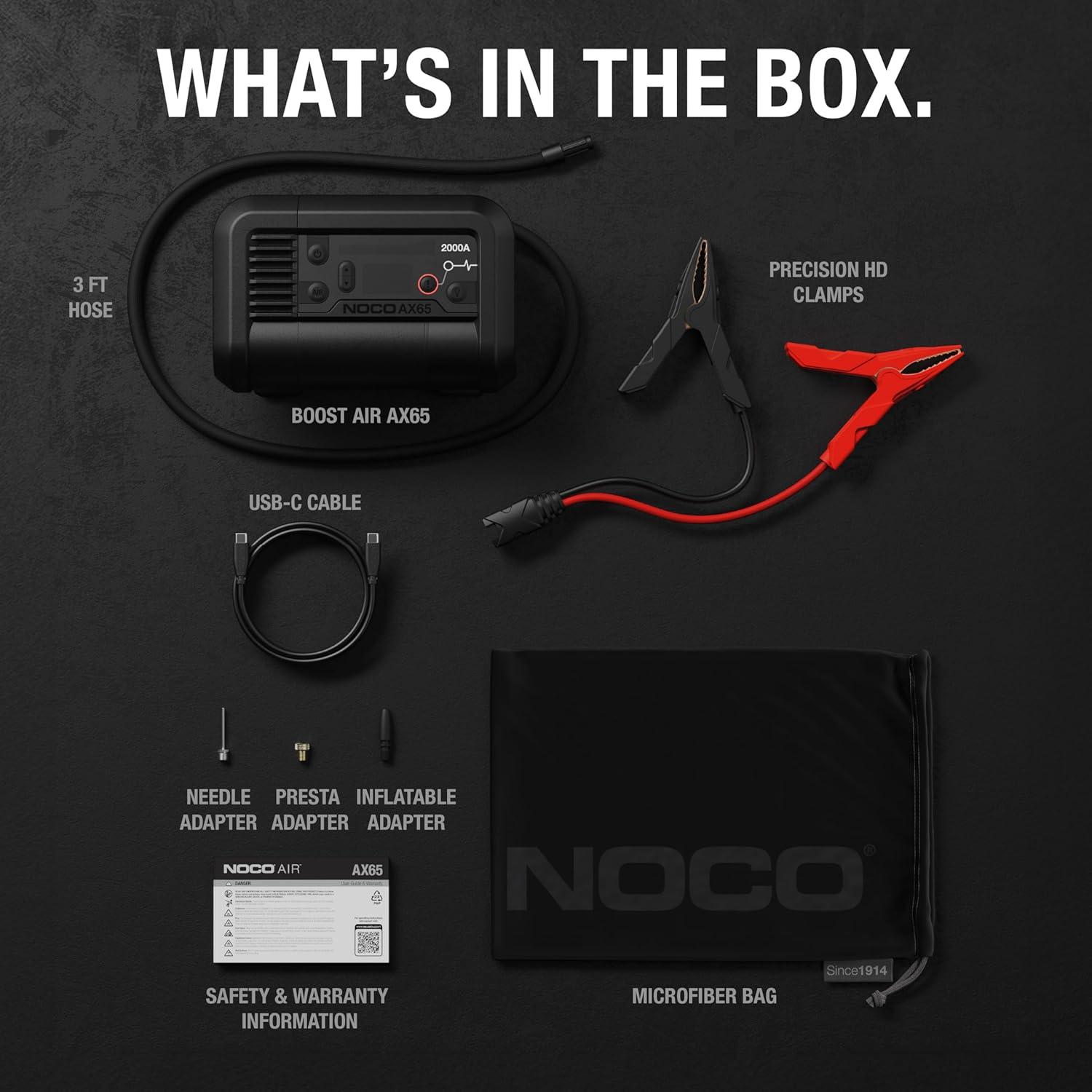 imageNOCO BoostAir AX65 2000A Jump Starter with Air Compressor Tire Inflator Starts 80L Gas ampamp 60L Diesel 67 SLPM Airflow Inflates 040 PSI in 2 Minutes