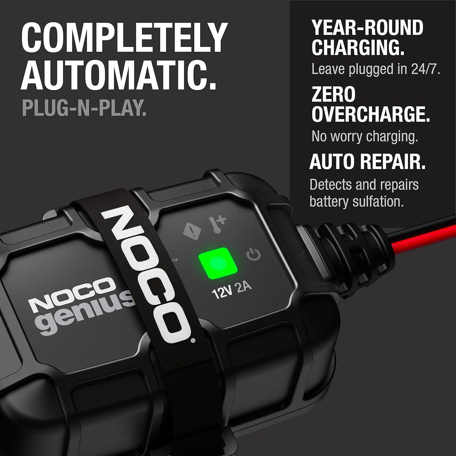 imageNOCO GENIUS2D 2A 12V Smart Onboard Battery Charger DirectMount Automatic Maintainer Trickle Charger ampamp Desulfator with Overcharge Protection ampamp Temperature Compensation For LeadAcid Batteries2A