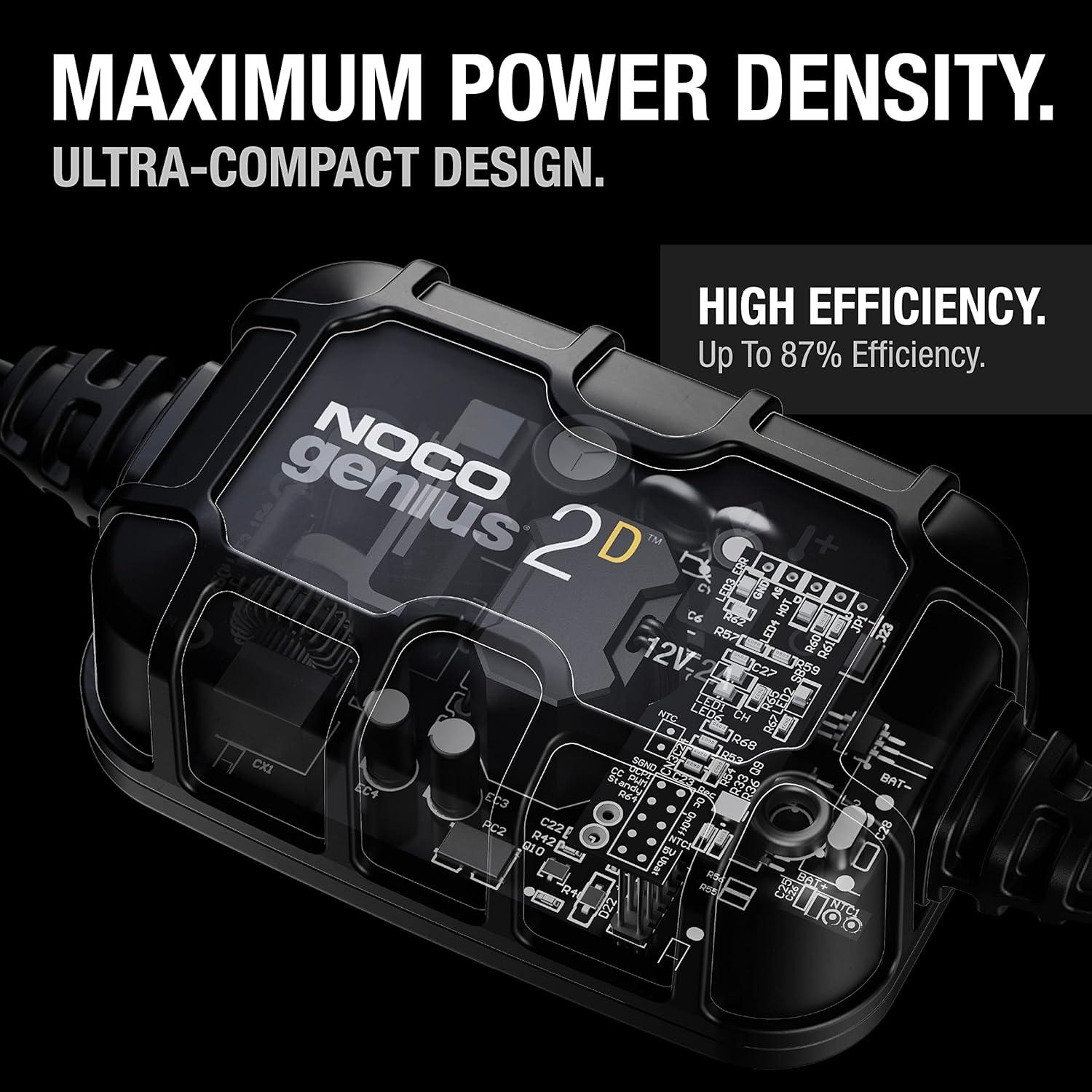 imageNOCO GENIUS2D 2A 12V Smart Onboard Battery Charger DirectMount Automatic Maintainer Trickle Charger ampamp Desulfator with Overcharge Protection ampamp Temperature Compensation For LeadAcid Batteries2A