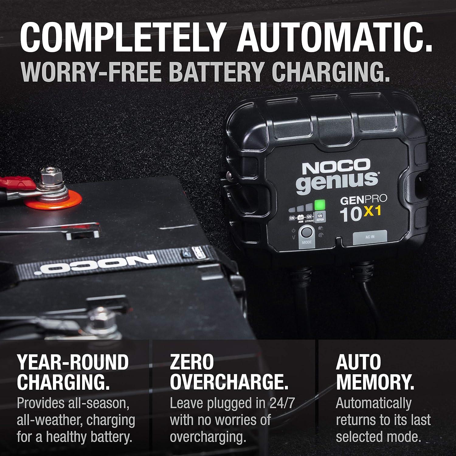 imageNOCO Genius GENPRO10X1 1Bank 10A Onboard Battery Charger 10A Per Bank 12V Waterproof Marine Charger with Overcharge Protection ampamp Temperature Compensation for LeadAcid ampamp Lithium Batteries10A 10A per Bank