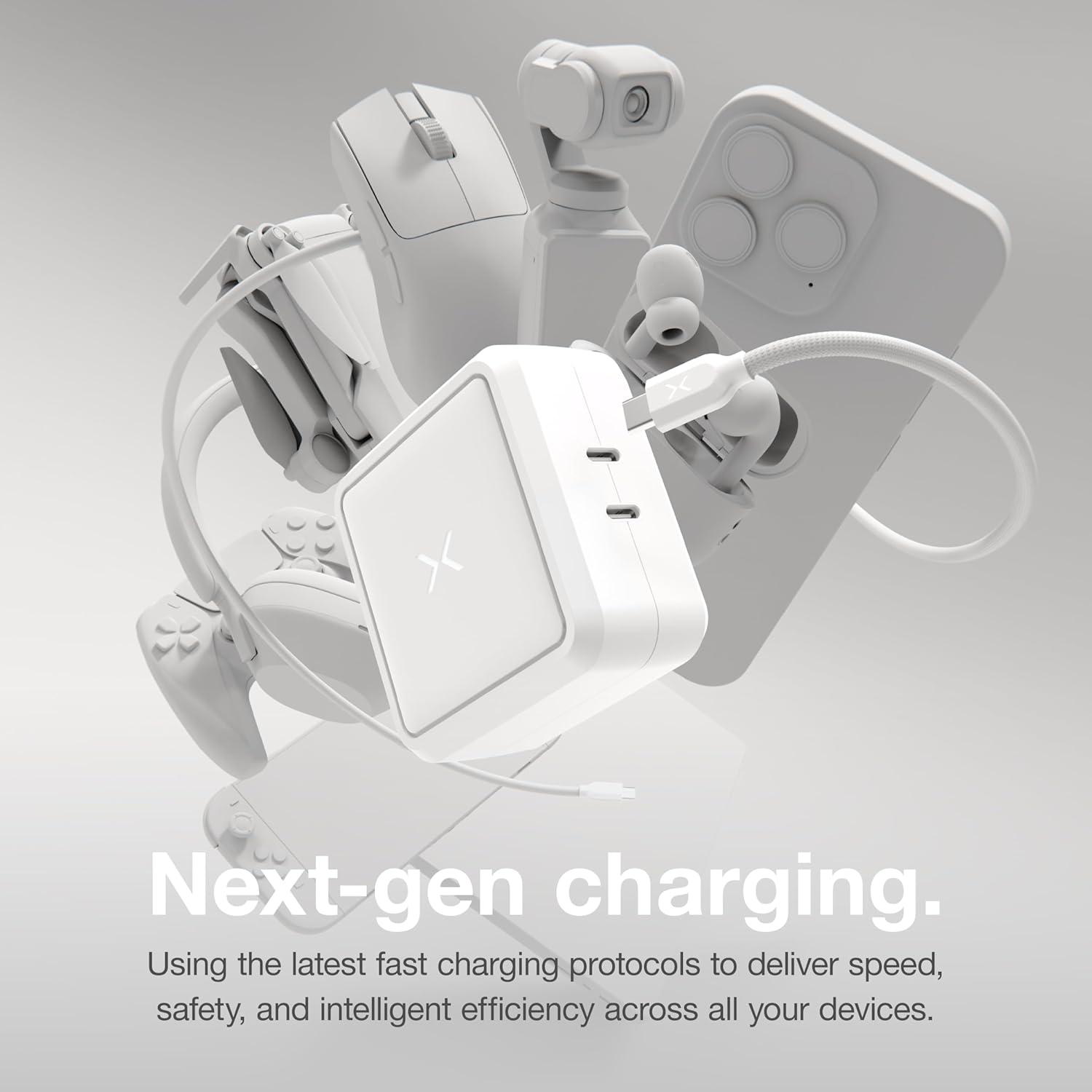 imageNOCO XGrid X100 100W USBC Charger Dual Port GaN Power Adapter with PD 30 QC 40 and PPS Fast Charging with Smart Power Distribution Foldable Wall Plug UL Listed