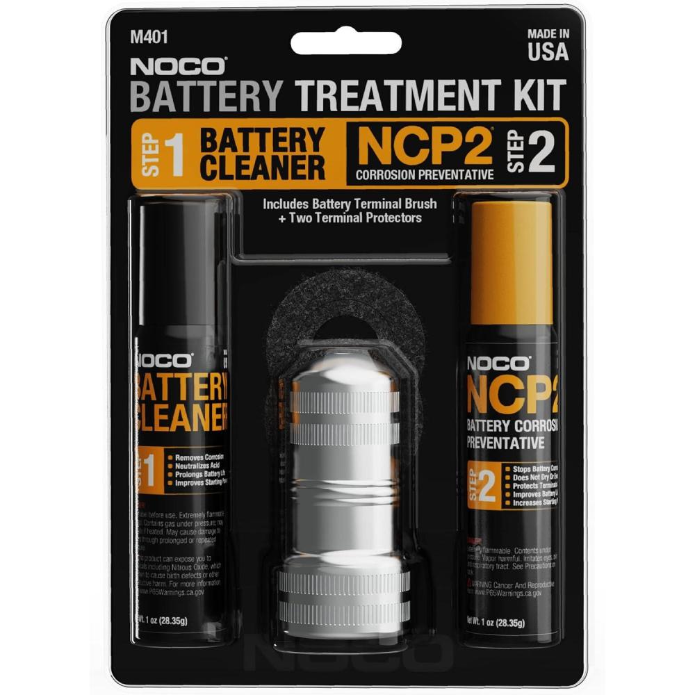 imageNOCO NCP2 M401 Battery Terminal Cleaning Kit With Battery Corrosion Preventative Spray Battery Cleaner Spray Battery Terminal Cleaning Brush And AntiCorrosion Washers