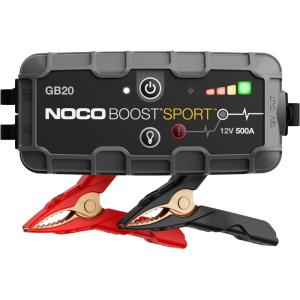 NOCO Boost GB20: 500A UltraSafe Jump Starter – 12V Lithium Battery Booster Pack, Portable Jump Box, Power Bank & Jumper Cables – for 4.0L Gas Engines