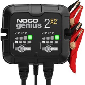 NOCO GENIUS2X2: 4A 2-Bank Smart Battery Charger (2A/Bank) – 6V/12V Automatic Maintainer, Trickle Charger & Desulfator with Overcharge Protection & Temperature Compensation – For Lead-Acid & Lithium(4A (2A per Bank))