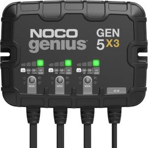 NOCO Genius GEN5X3: 3-Bank, 15A Onboard Battery Charger – 5A Per Bank, 12V Waterproof Marine Charger with Overcharge Protection & Temperature Compensation – for Lead-Acid & Lithium Batteries(15A (5A per Bank))