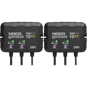 NOCO Genius GENPRO10X2: 2-Bank, 20A Onboard Battery Charger – 10A Per Bank, 12V Waterproof Marine Charger with Overcharge Protection & Temperature Compensation – for Lead-Acid & Lithium Batteries(20A (10A per Bank) (Pack of 2))