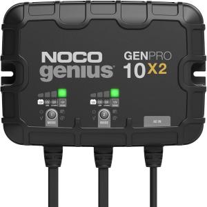 NOCO Genius GENPRO10X2: 2-Bank, 20A Onboard Battery Charger – 10A Per Bank, 12V Waterproof Marine Charger with Overcharge Protection & Temperature Compensation – for Lead-Acid & Lithium Batteries(20A (10A per Bank))