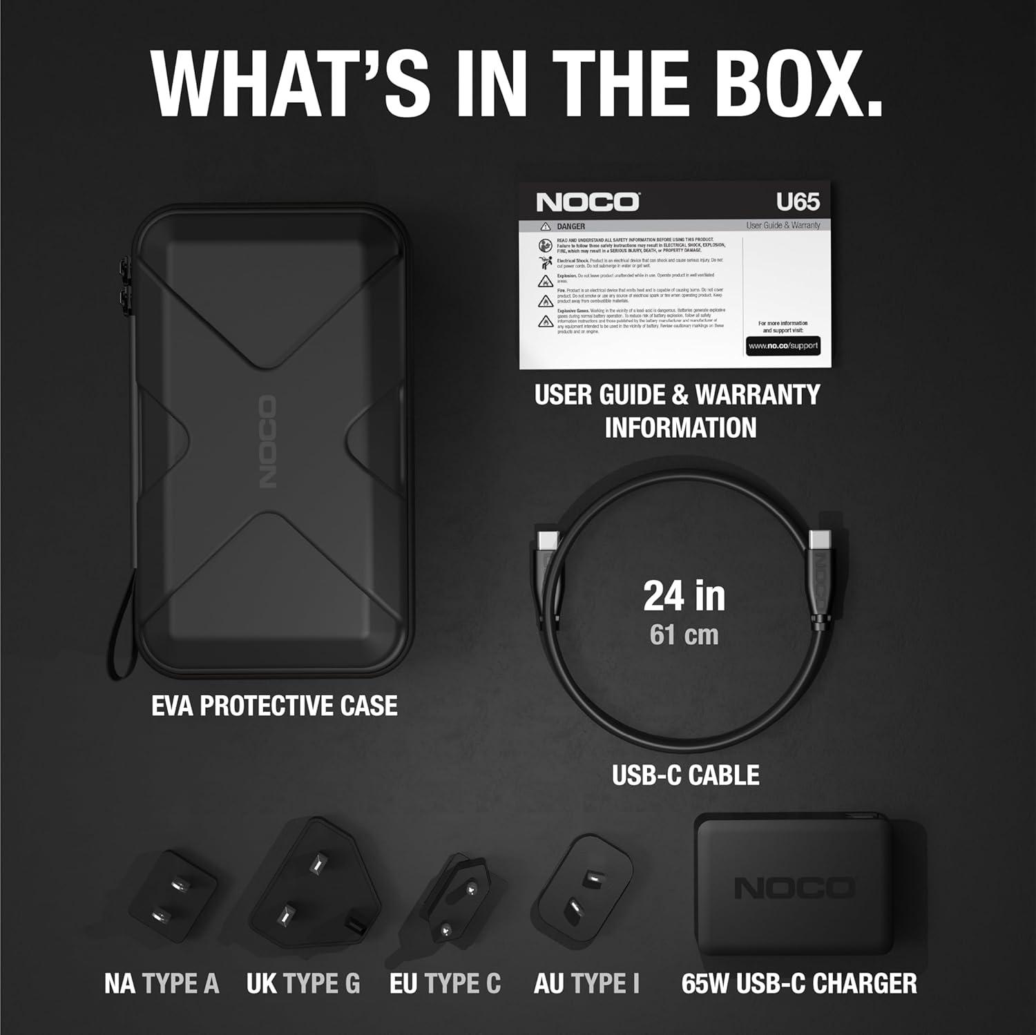 image:imageNOCO U65 65W USBC Charger Power Delivery PD Fast Portable Micro Wall Charger and International Travel Charger with Interchangeable Plugs for Apple Google Samsung Microsoft and More