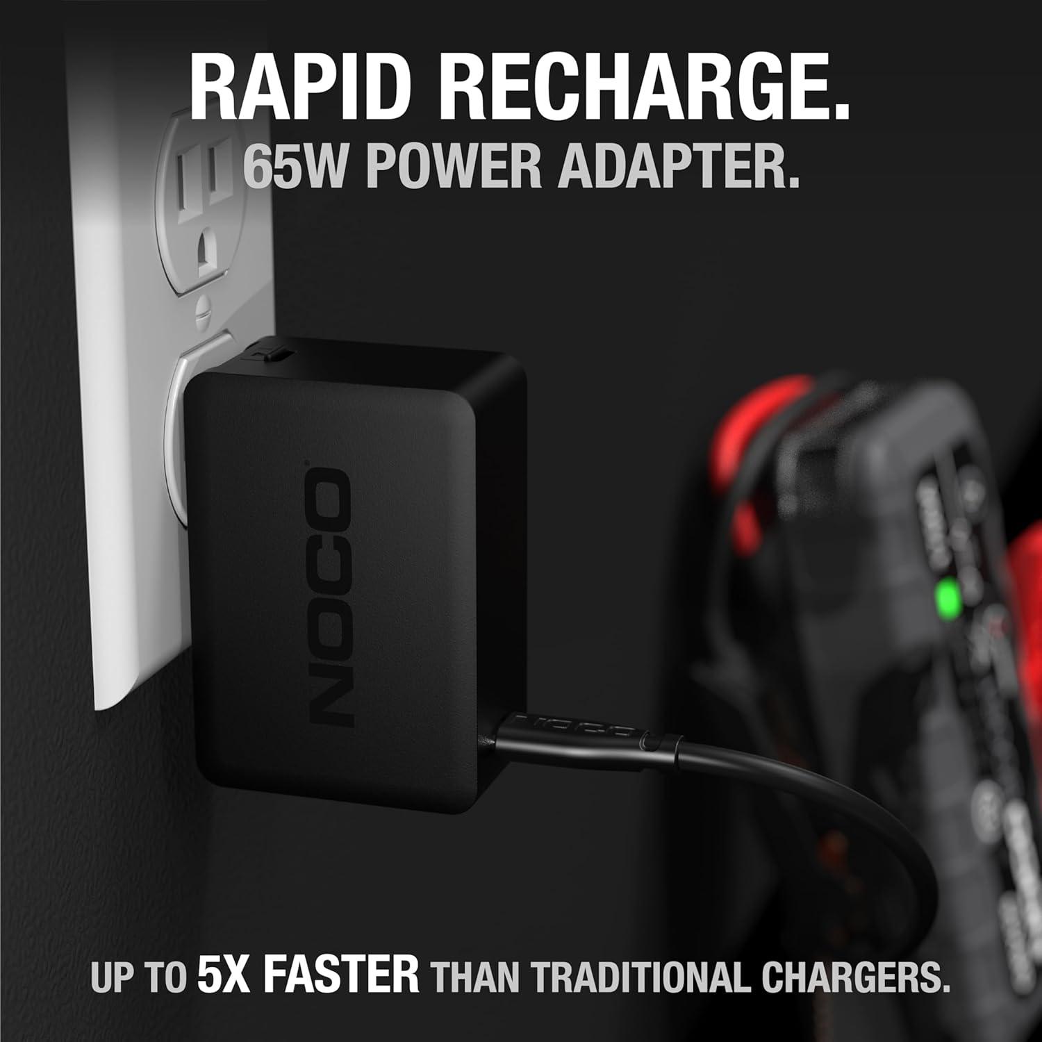 image:imageNOCO U65 65W USBC Charger Power Delivery PD Fast Portable Micro Wall Charger and International Travel Charger with Interchangeable Plugs for Apple Google Samsung Microsoft and More