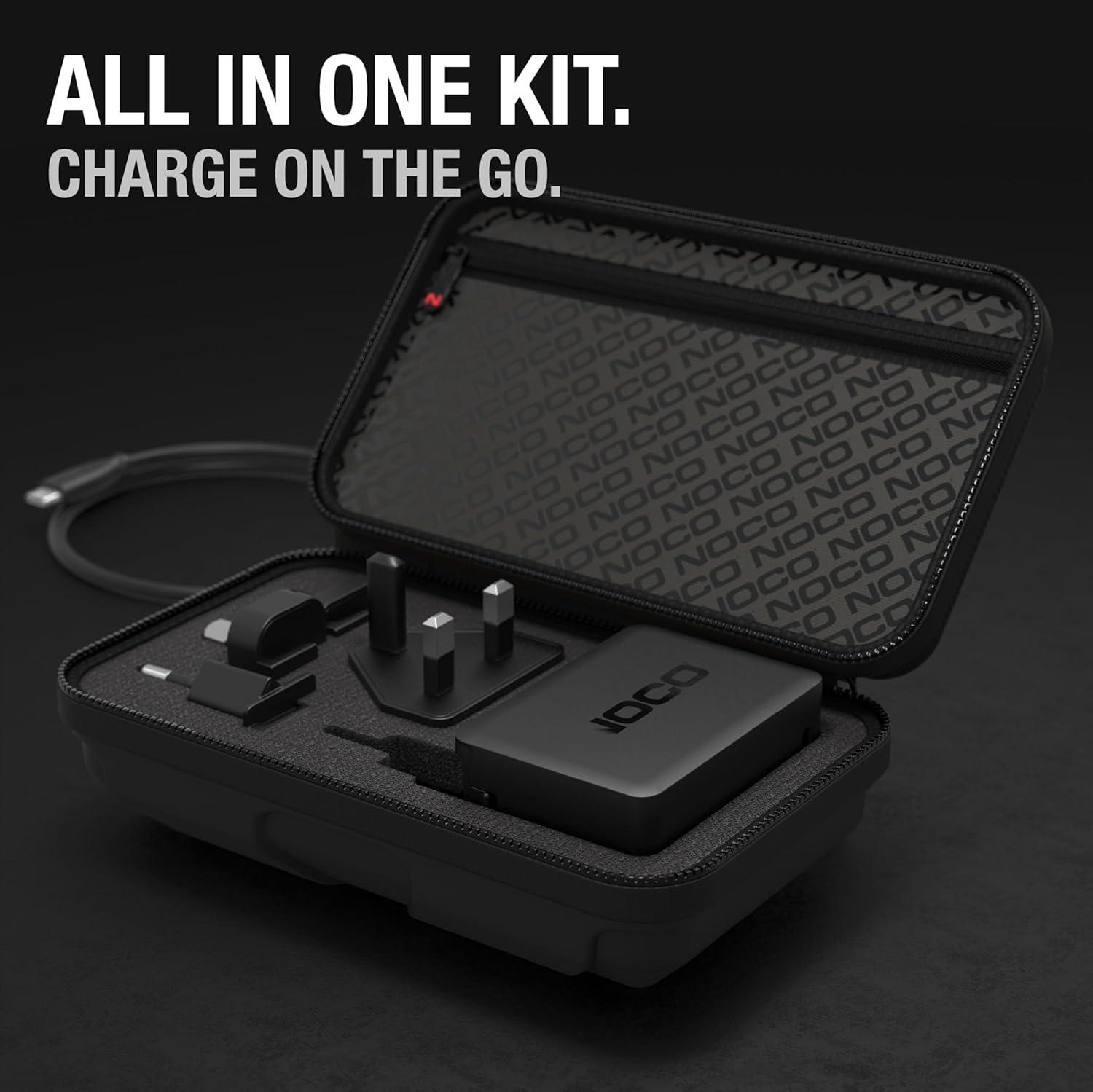 image:imageNOCO U65 65W USBC Charger Power Delivery PD Fast Portable Micro Wall Charger and International Travel Charger with Interchangeable Plugs for Apple Google Samsung Microsoft and More