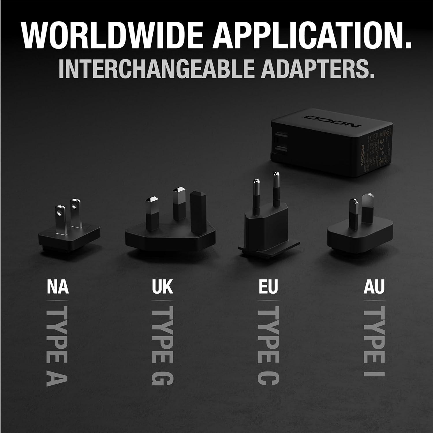 image:imageNOCO U65 65W USBC Charger Power Delivery PD Fast Portable Micro Wall Charger and International Travel Charger with Interchangeable Plugs for Apple Google Samsung Microsoft and More